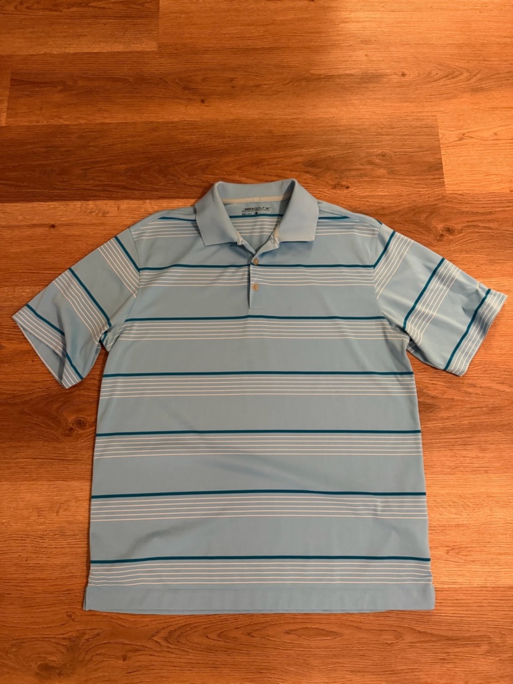 Nike Light Blue Striped Polo Shirt